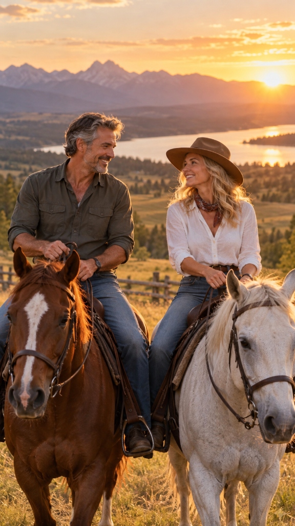 First-date conversation ideas - sunset ranch horseback riding adventure